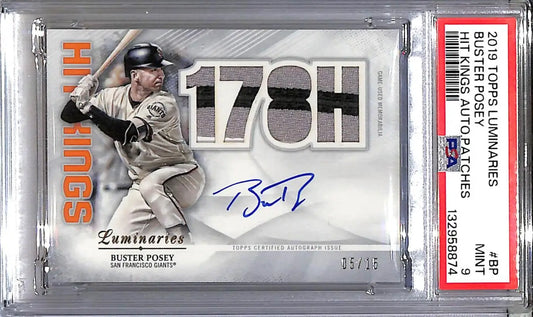2019 Topps Luminaries Hit Kings #HKAP-BP Buster Posey PSA 9 MINT MEM Auto 5/15 San Francisco Giants - Baseball Card