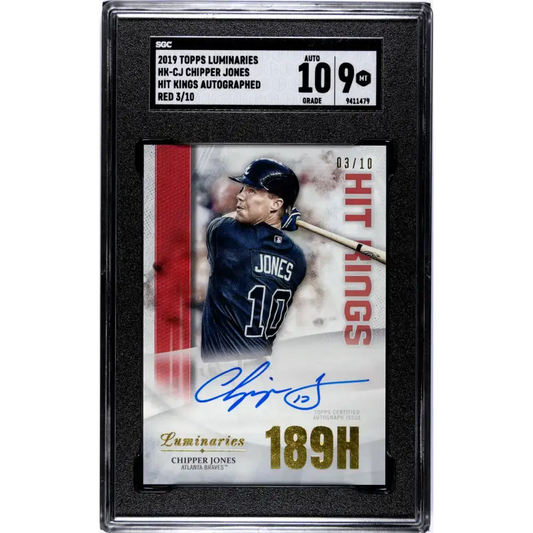 2019 Topps Luminaries Hit Kings Red #HK-CJ Chipper Jones SGC 9 MINT Auto 3/10 Atlanta Braves Baseball Card - Baseball
