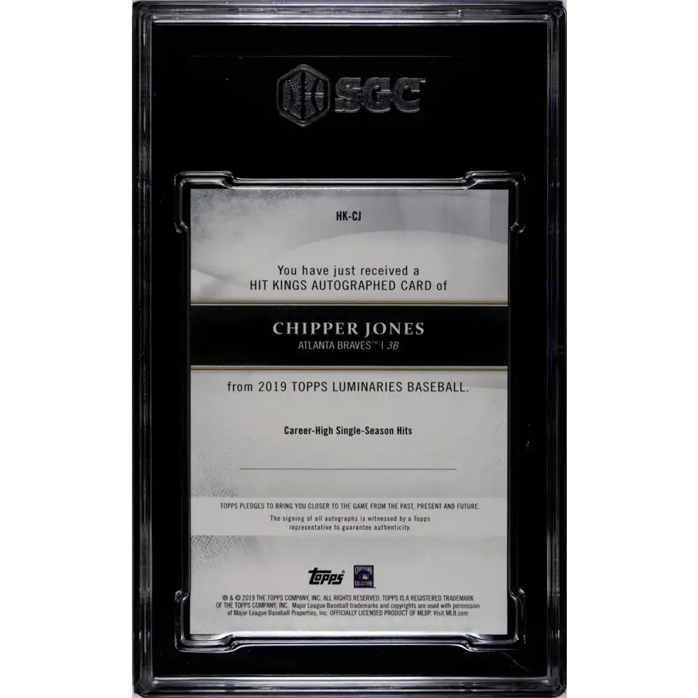 2019 Topps Luminaries Hit Kings Red #HK-CJ Chipper Jones SGC 9 MINT Auto 3/10 Atlanta Braves Baseball Card - Baseball