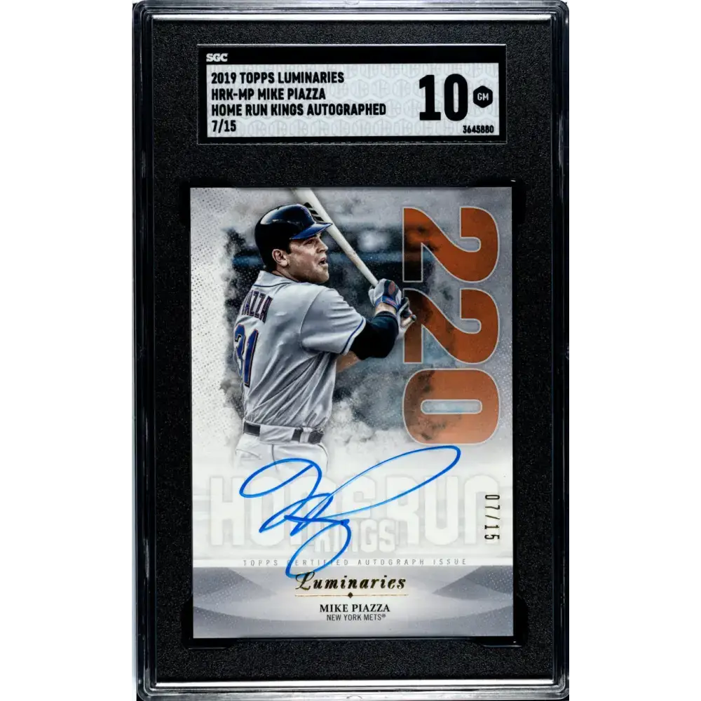 2019 Topps Luminaries Home Run Kings #HRK-MP Mike Piazza SGC 10 Gem Auto 7/15 New York Mets Baseball Card - Baseball