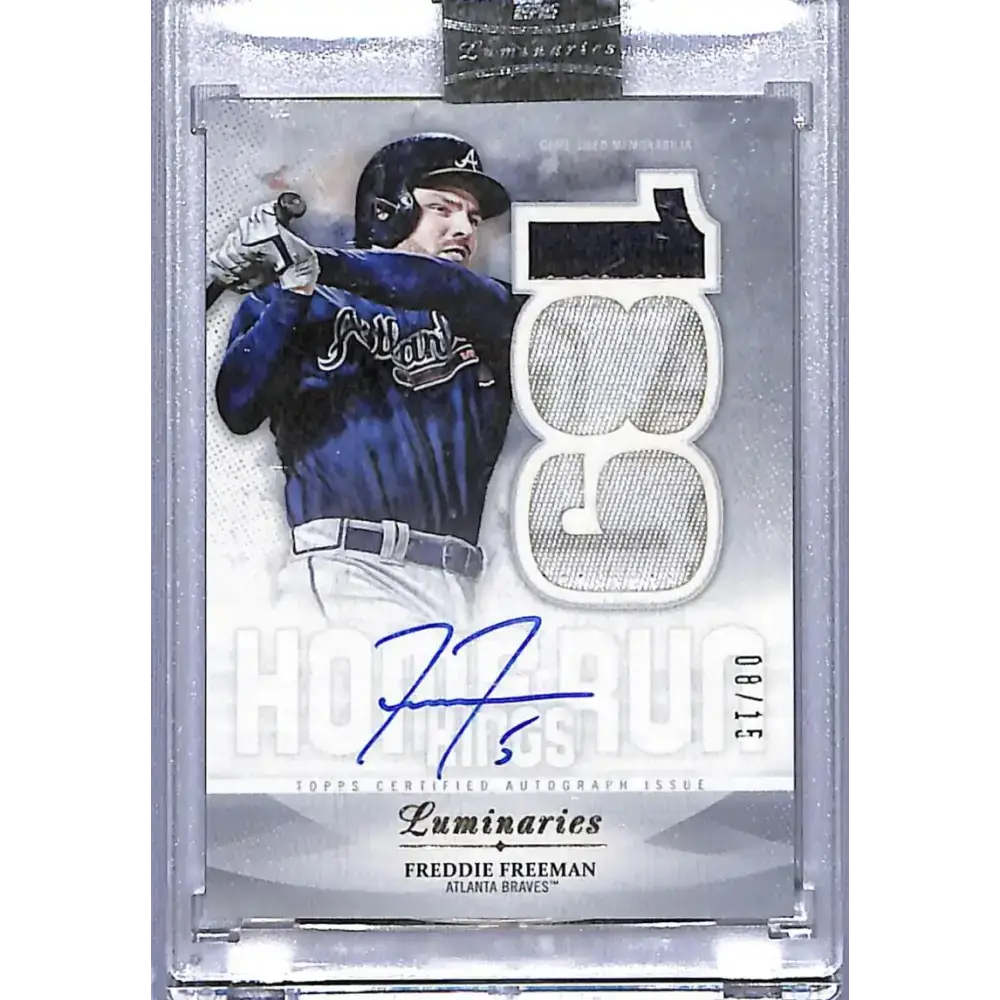 2019 Topps Luminaries Home Run Kings #HRKAP-FF Freddie Freeman NM-MT MEM Auto 08/15 Atlanta Braves - Baseball Card