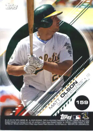 Matt Olson baseball card from 2019 Topps MLB Stickers featuring Francisco Lindor
