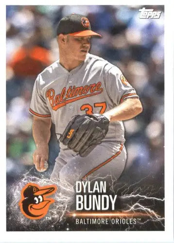 Original gloss Topps MLB Stickers featuring Dylan Bundy from 2019 Topps MLB Stickers series