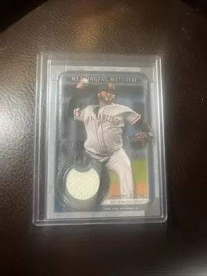 Johnny Cueto baseball card with jersey swatch from Topps Museum Collection Meaningful Material Patch Relics