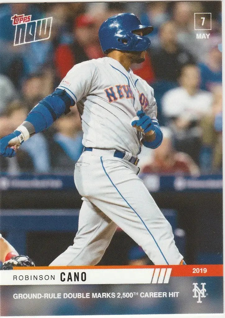 Robinson Cano New York Mets baseball card showcasing ground rule double in mid-swing