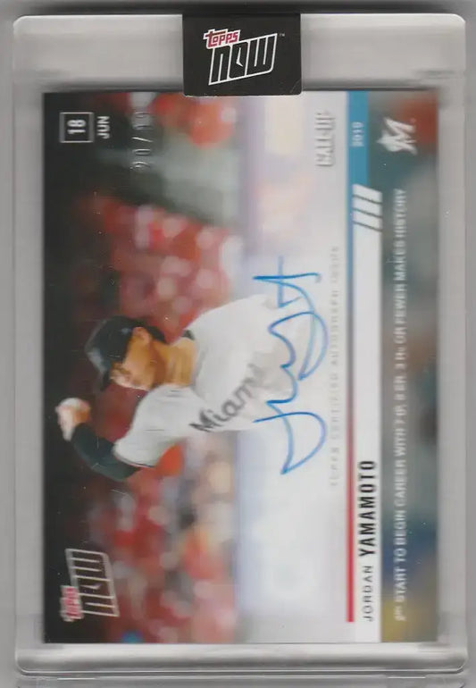 2019 Topps Now #396A Jordan Yamamoto Auto call up 20/99 Miami - Baseball Card Single