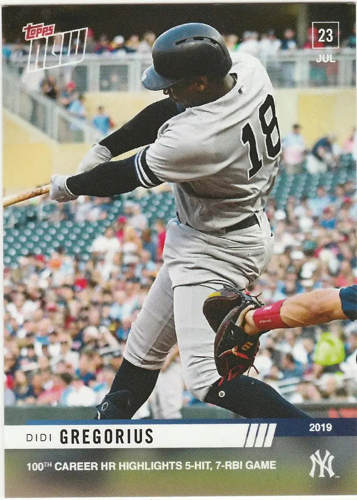 Didi Gregorius swinging bat in white uniform for 100th career home run with Yankees