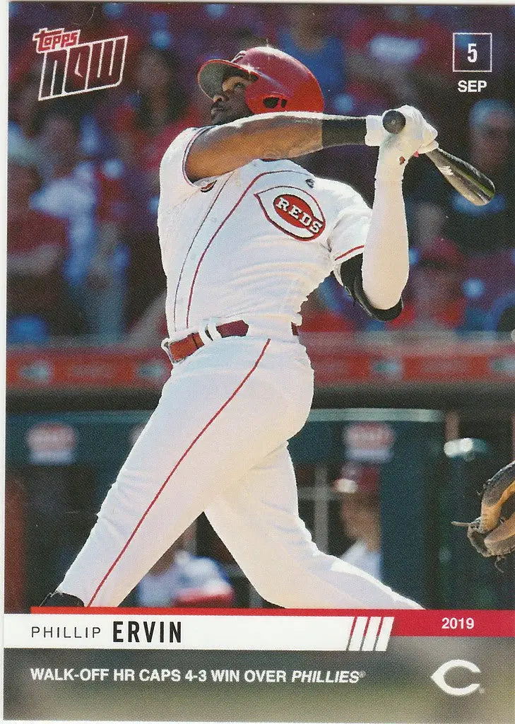 Cincinnati Reds player Phillip Ervin swinging bat in 2019 TOPPS NOW card image