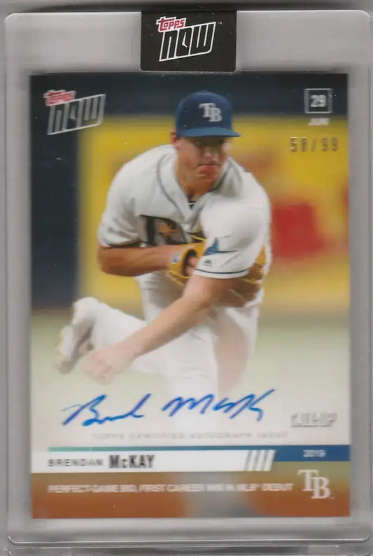 2019 Topps Now Auto 453A Brendan McKay Perfect Game Bid Tampa Bay Rays 58/99 - Baseball Card Single