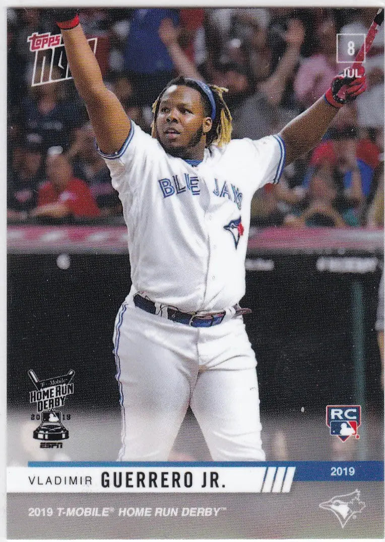 Baseball card of Vladimir Guerrero Jr. in Toronto Blue Jays uniform for 2019 Home Run Derby