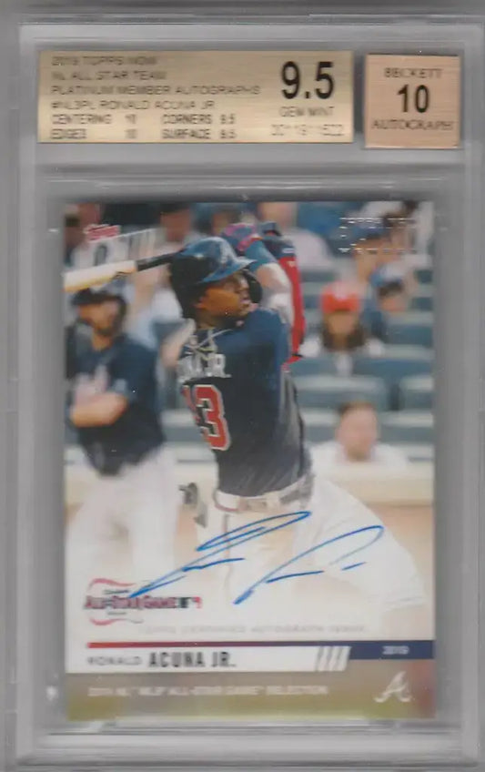 2019 Topps Now NL All Star Team Platinum Member Autographs Ronald Acuna BGS 9.5