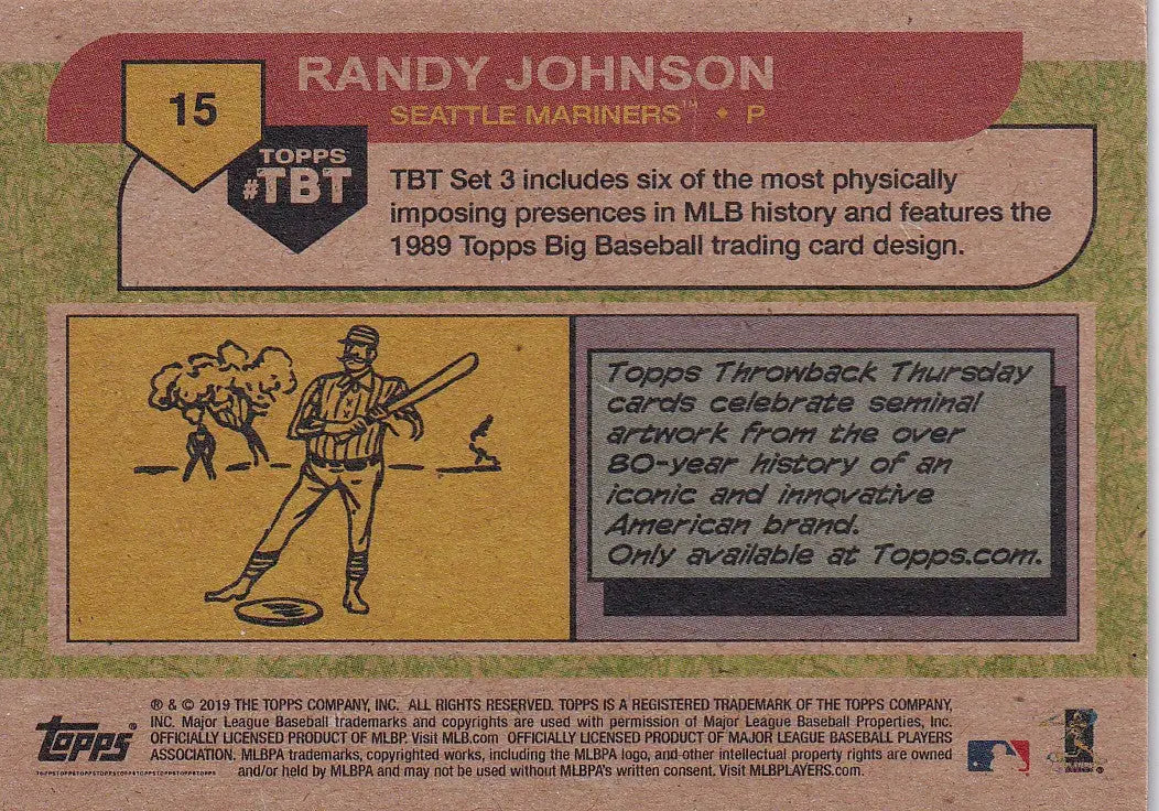 2019 TOPPS NOW THROW BACK THURSDAY TBT #15 RANDY JOHNSON- SEATTLE MARINERS - Baseball Card Single