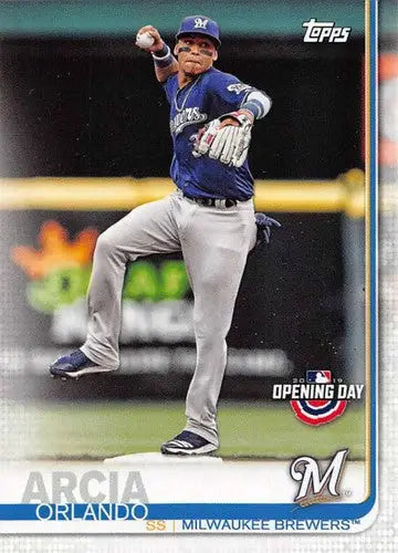Orlando Arcia baseball card from 2019 Topps Opening Day with original gloss and sports cards