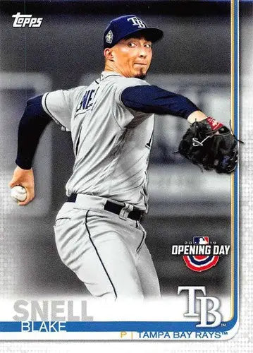 Original gloss Blake Snell baseball card from 2019 Topps Opening Day Rays collection