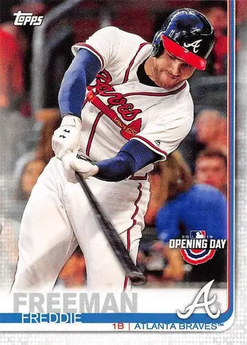 Original gloss of Freddie Freeman 2019 Topps Opening Day baseball card of Braves