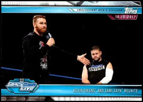 WWE trading card featuring Sami Zayn and Kevin Owens from 2019 Topps Road to WrestleMania