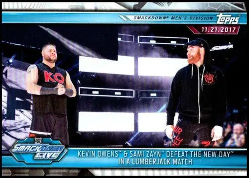 Original gloss Kevin Owens Sami WWE Topps trading card featuring Kevin Owens and Sami Zayn