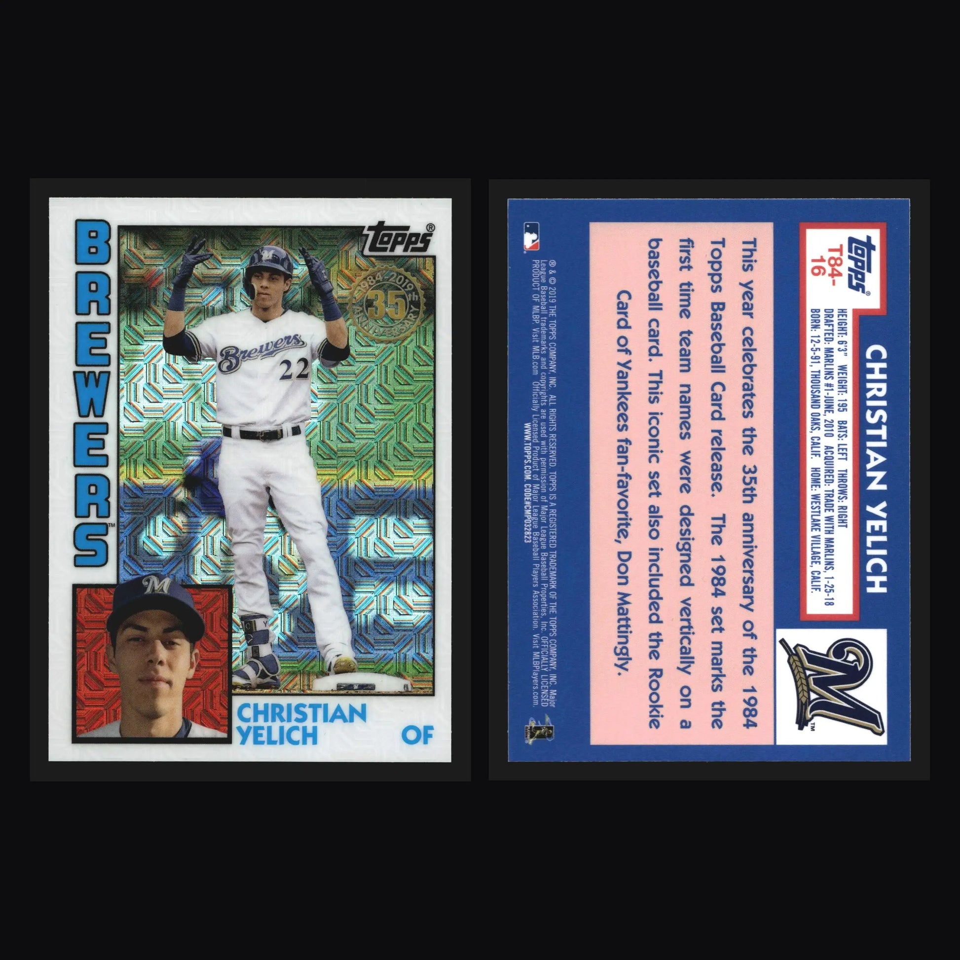 2019 Topps Silver Pack 1984 Chrome #T84-16 Christian Yelich Mojo - Baseball Card Single