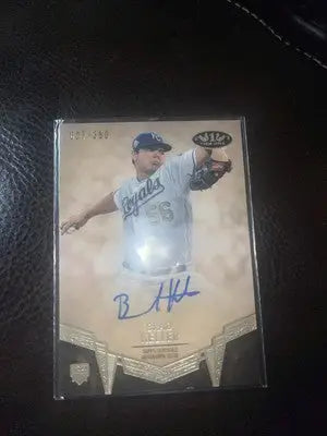 Signed Brad Miller trading card from 2019 Topps Tier One Baseball series