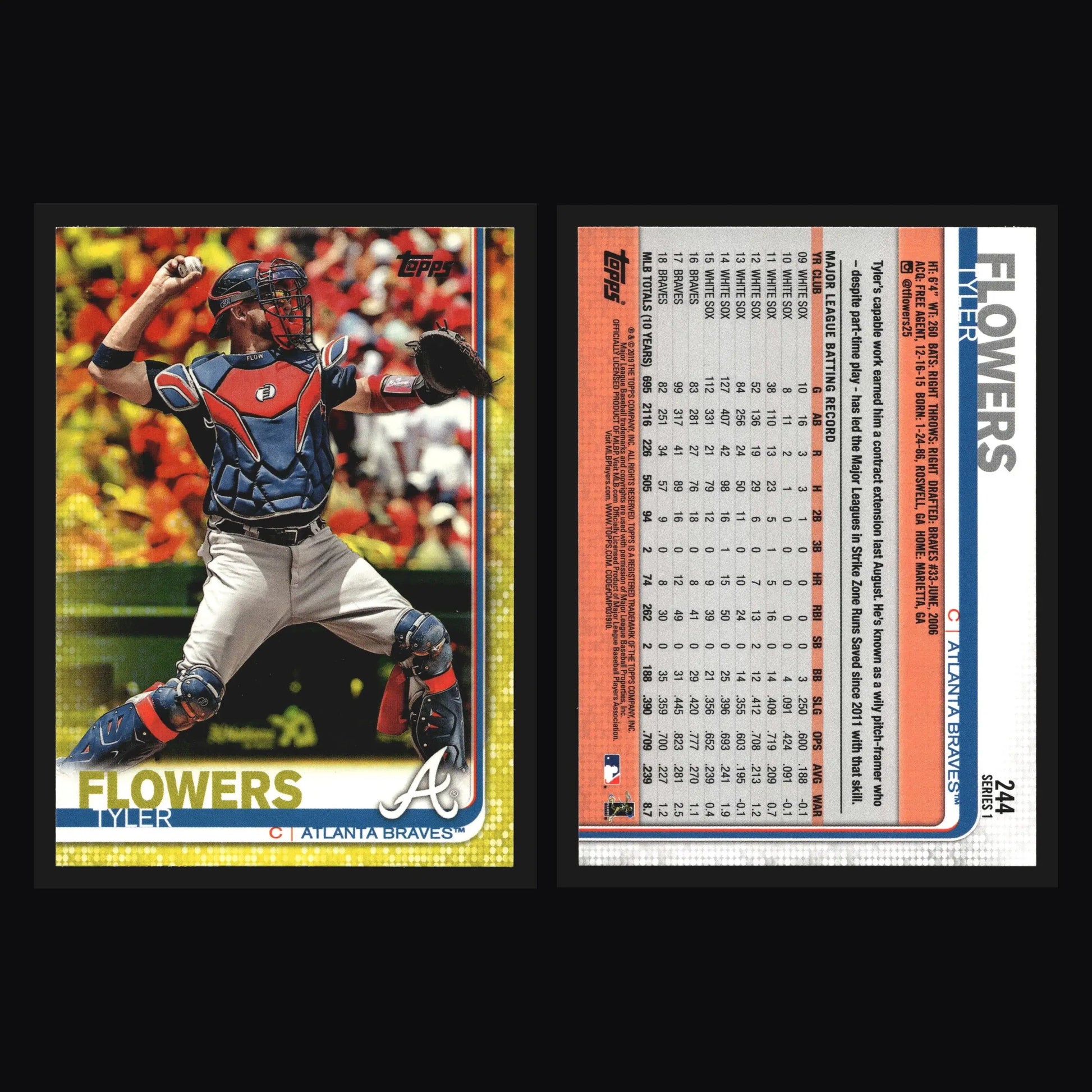 2019 Topps Tyler Flowers #244 Yellow Walgreens Atlanta Braves - Baseball Card Single