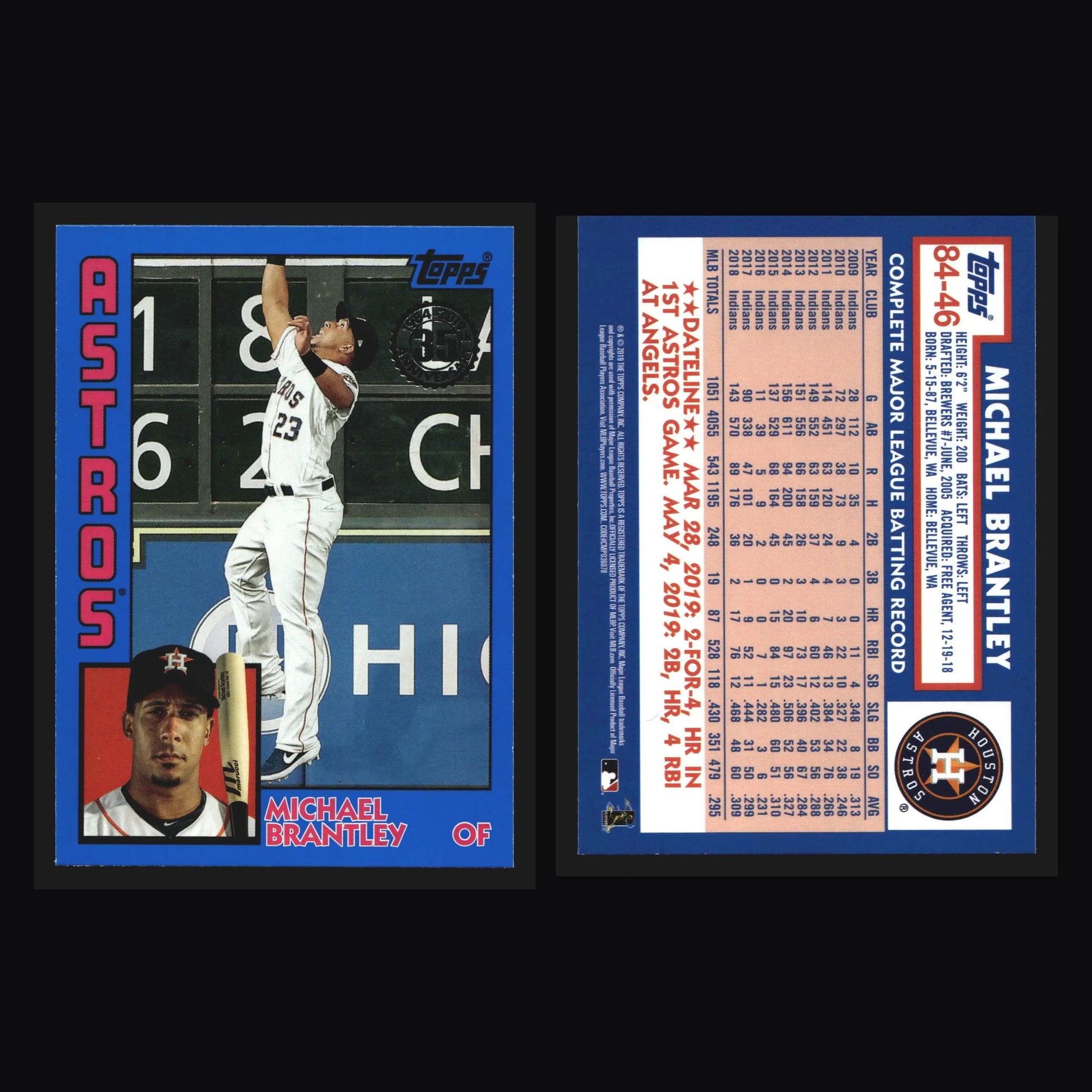 2019 Topps Update 1984 Topps #84-46 Michael Brantley Blue Astros - Baseball Card Single