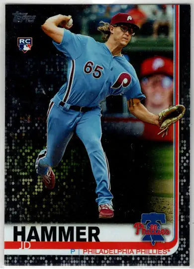 Baseball card featuring pitcher JD Hammer from 2019 Topps Update Black Border Parallel Card