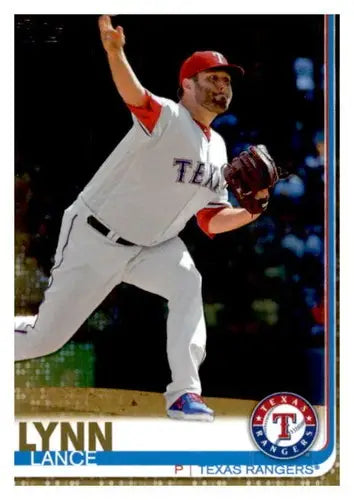 Original gloss baseball card of Lance Lynn from Topps Update Gold US258 Rangers