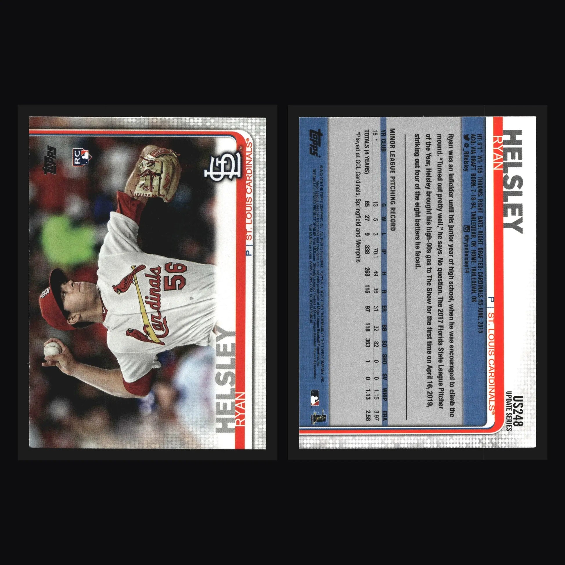 2019 Topps Update Ryan Helsley #US248 RC Rookie St. Louis Cardinals - Baseball Card Single