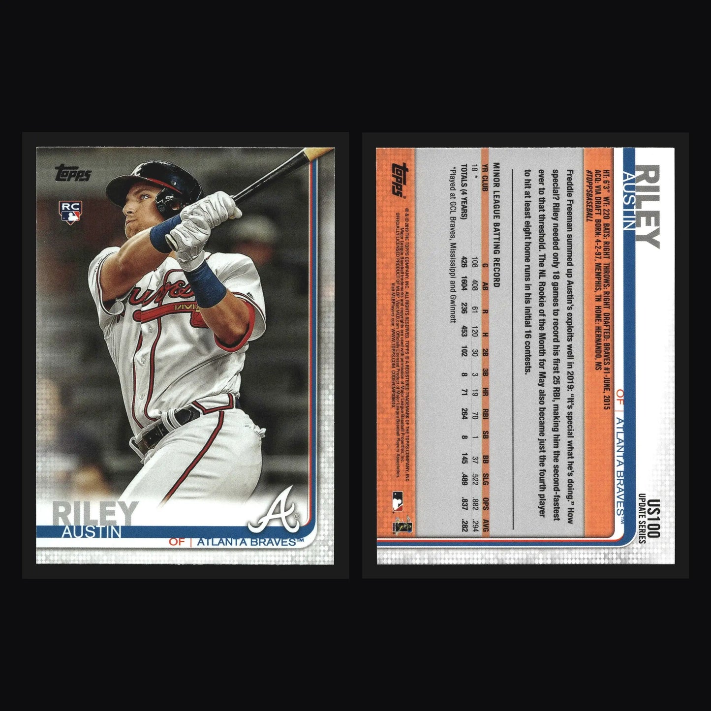 2019 Topps Update #US100 Austin Riley Braves RC - Baseball Card Single
