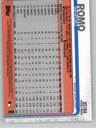 2019 Topps Update #US164 Sergio Romo NM-MT Marlins ID:22622 - Baseball Card Single