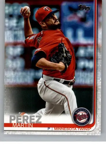 2019 Topps Update US222 Martin Perez baseball card of Minnesota Twins with original gloss