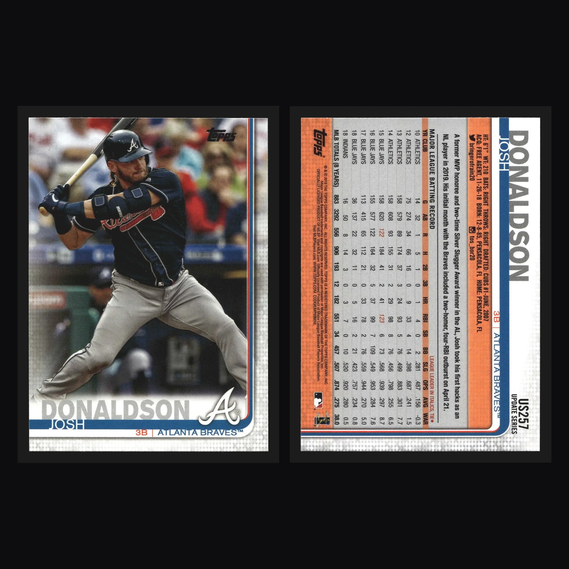 2019 Topps Update #US257 Josh Donaldson Atlanta Braves - Baseball Card Single