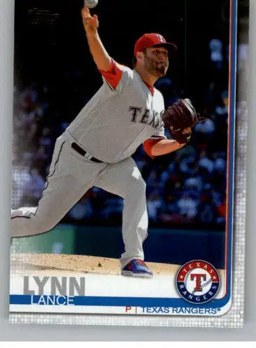 2019 Topps Update US258 Lance Lynn baseball card with original gloss and Rangers team