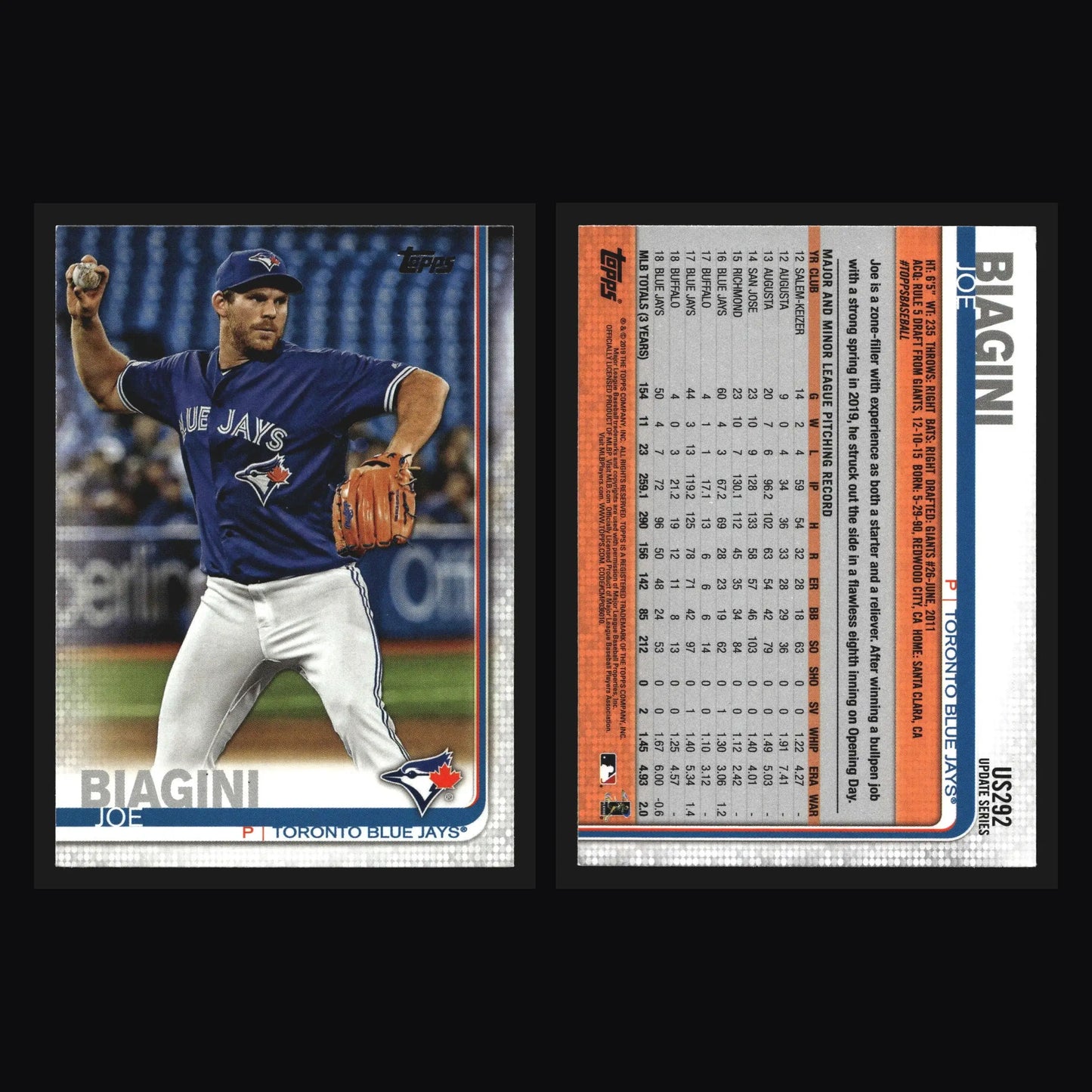 2019 Topps Update #US292 Joe Biagini Toronto Blue Jays