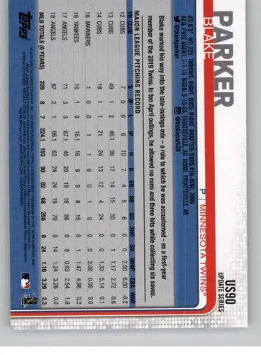 2019 Topps Update #US90 Blake Parker NM-MT Twins ID:22597 - Baseball Card Single