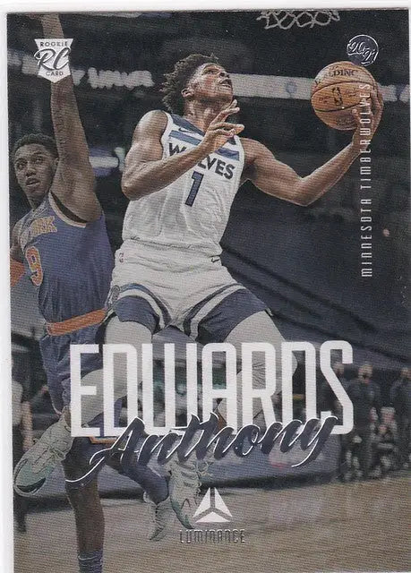 Basketball trading card of Anthony Edwards RC Minnesota from Chronicles Luminance 2020-21