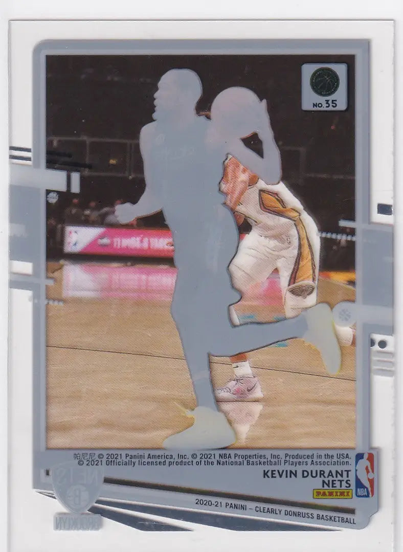 2020-21 CLEARLY DONRUSS #35 KEVIN DURANT CLEAR- BROOKLYN NETS
