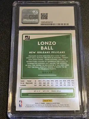 2020-21 Donruss #44 Lonzo Ball Holo Green and Yellow Laser CSG 9.5 - Basketball Card Single
