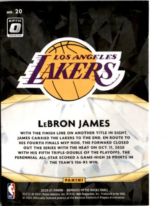 2020-21 Donruss Optic #20 LeBron James Winner Stays - Basketball Card Single