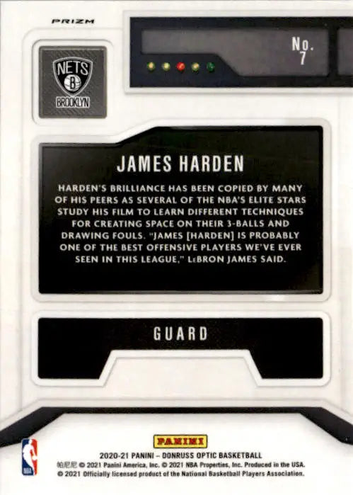 2020-21 Donruss Optic #7 James Harden T-Minus 3...2...1 Holo - Basketball Card Single