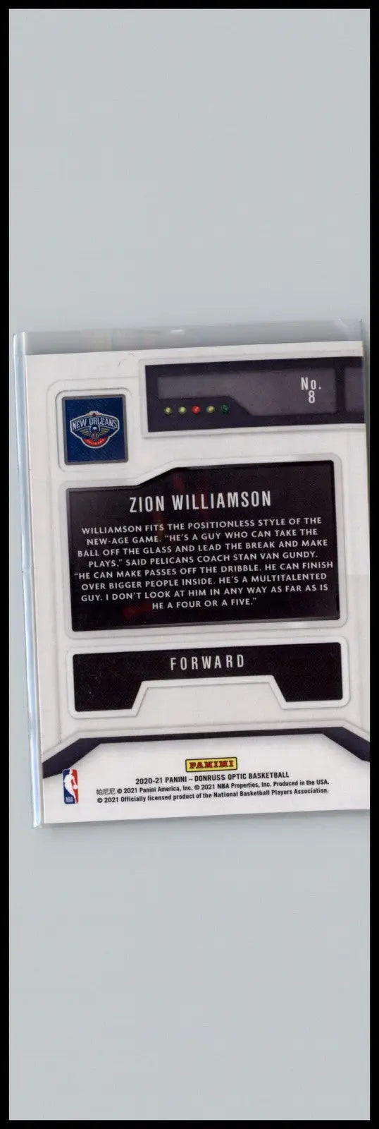2020-21 Donruss Optic #8 Zion Williamson T-Minus 3...2...1 New Orleans Pelicans - Basketball Card Single
