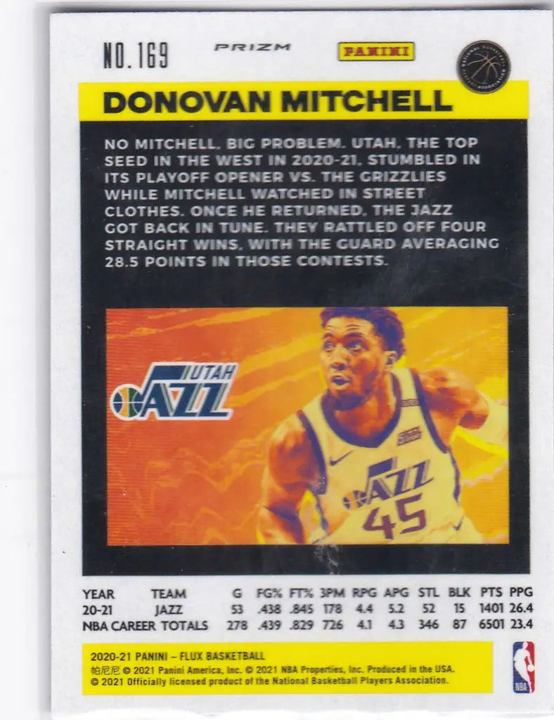 2020-21 Flux #169 Donovan Mitchell Utah Jazz