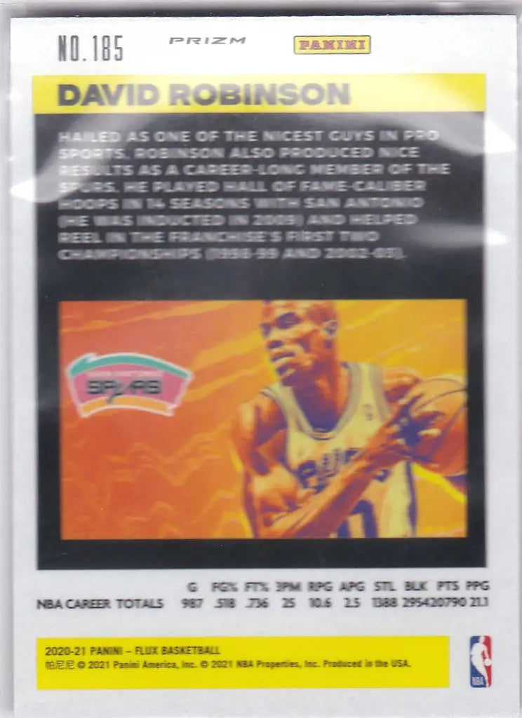 2020-21 Flux #185 David Robinson Prizm San Antonio Spurs