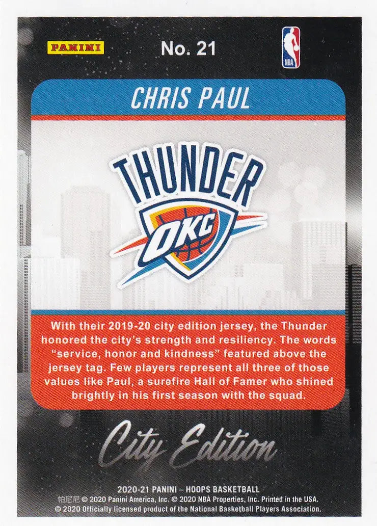 2020-21 HOOPS #21 CHRIS PAUL CITY EDITION HOLO- OKLAHOMA CITY THUNDER