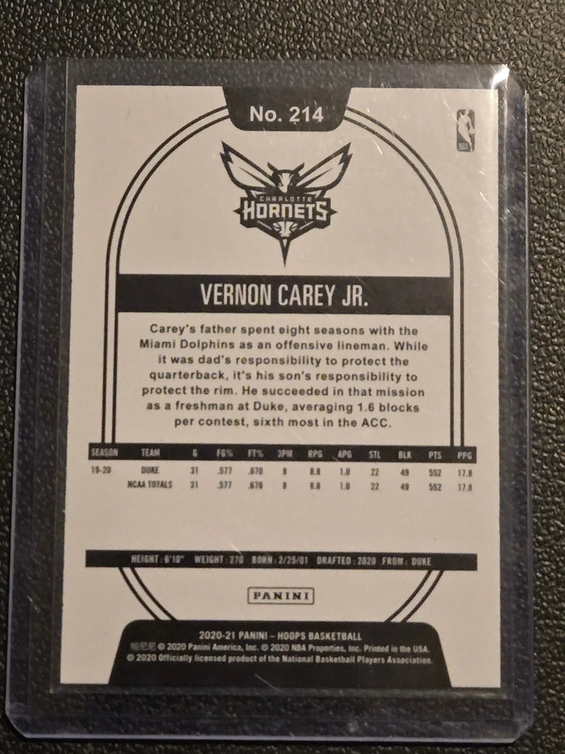 2020-21 Hoops #214 Vernon Carey Jr. Purple - Basketball Card Single