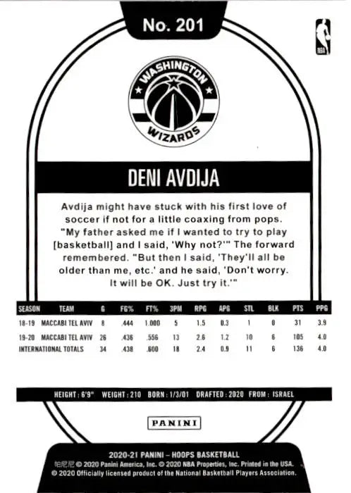 2020-21 Hoops Winter #201 Deni Avdija - Basketball Card Single