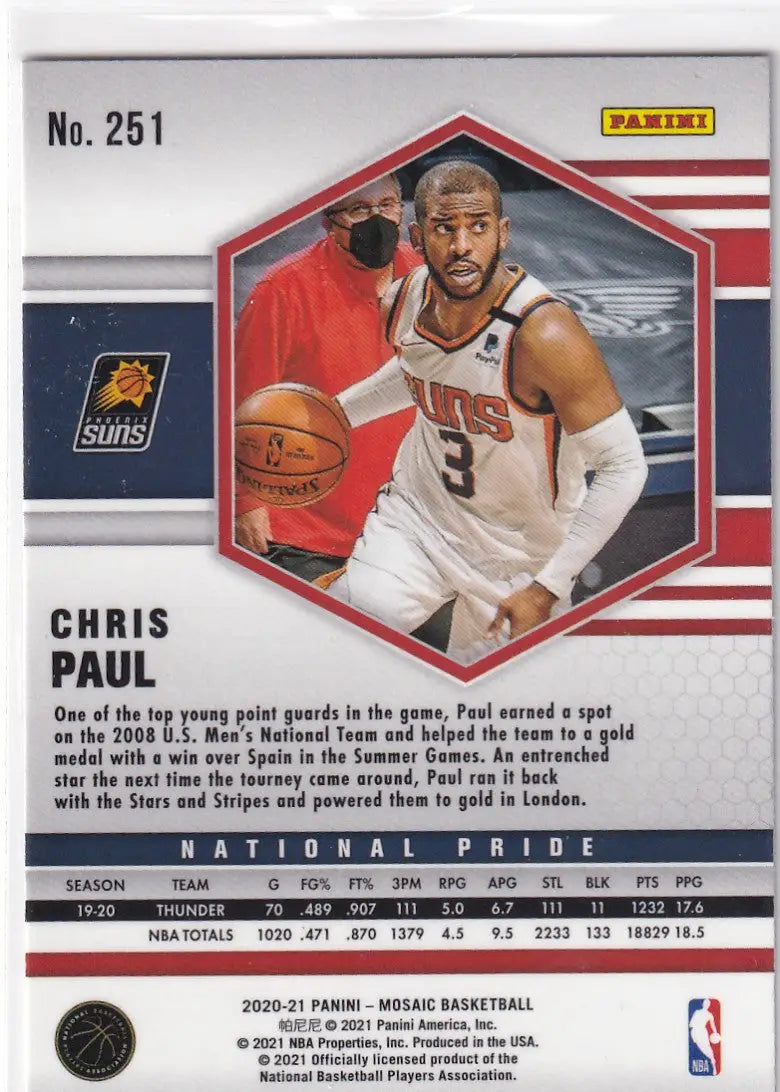 2020-21 MOSAIC #251 CHRIS PAUL NATIONAL PRIDE REFRACTOR- PHOENIX SUNS