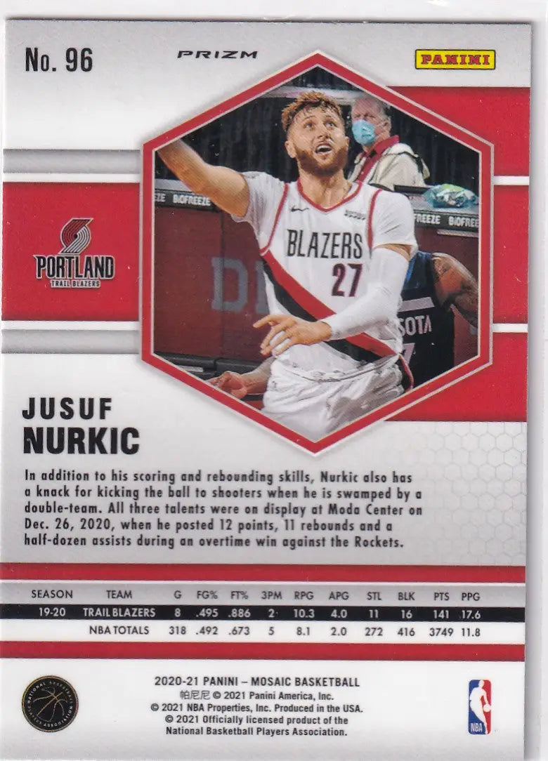2020-21 MOSAIC #96 JUSUF NURKIC ORANGE REACTIVE- PORTLAND TRAIL BLAZZZERS - Basketball Card Single