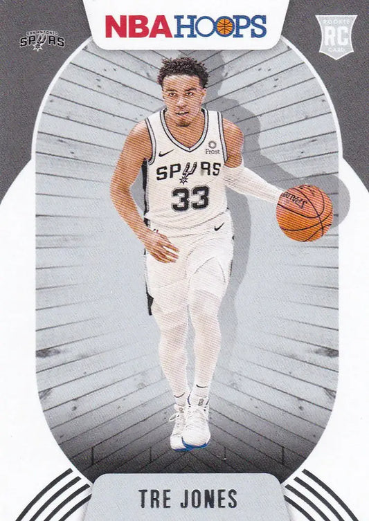 Basketball trading card of Tre Jones, San Antonio Spurs, from NBA Hoops 2020-21 collection