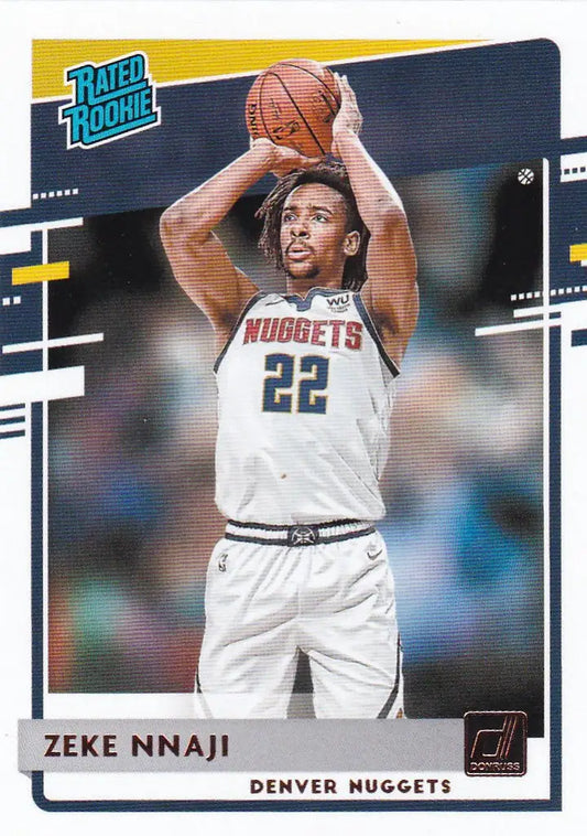 Basketball trading card of Zeke Nnaji Rated Rookie from the Denver Nuggets 2020-21 NBA Hoops